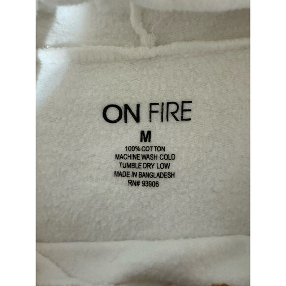 On Fire White Hoodie Pullover Jacket Women Size M USED - Picture 7 of 8
